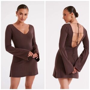 Meshki Jayda Knit Mini Dress - Dark Brown